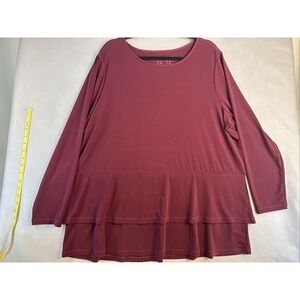 Susan Graver Plus 2X, 3/4 Sleeve, Career Casual, Ruffled Bottom Detail